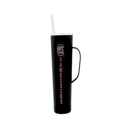 Decorvo NCAA 20 oz. Stainless Steel Tumbler with Handle - Officially Licensed Double Walled Insulated Roadie with Slide Lid and Straw (South Carolina Logo - Black)