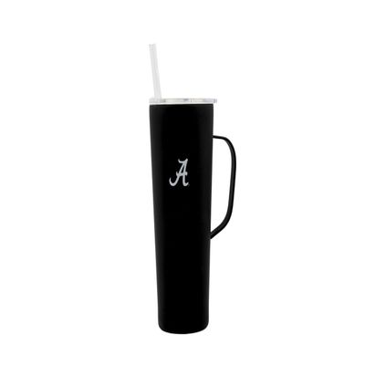 Decorvo NCAA 20 oz. Stainless Steel Tumbler with Handle - Officially Licensed Double Walled Insulated Roadie with Slide Lid and Straw (Alabama Logo - Black)