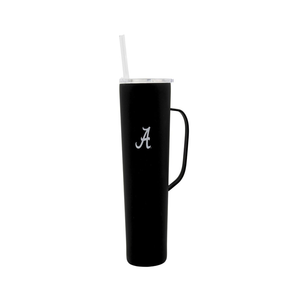 Decorvo NCAA 20 oz. Stainless Steel Tumbler with Handle - Officially Licensed Double Walled Insulated Roadie with Slide Lid and Straw (Alabama Logo - Black)