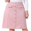 Allegra K Faux Suede Skirt for Women's Button Front High Waist 2024 Fall Knee Length A-Line Skirts Large Pink view 1