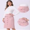 Allegra K Faux Suede Skirt for Women's Button Front High Waist 2024 Fall Knee Length A-Line Skirts Large Pink view 2
