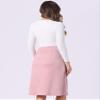 Allegra K Faux Suede Skirt for Women's Button Front High Waist 2024 Fall Knee Length A-Line Skirts Large Pink view 4