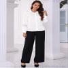 Allegra K Elegant Blouse for Women's Point Collar Long Sleeve Button Up Work Office Shirt Small White view 4