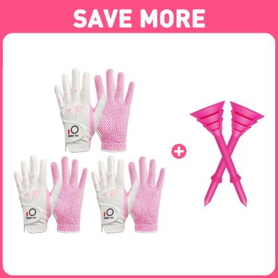 FINGER TEN Golf Gloves Women's Ladies Left Hand or Right Handed Grip Weathersof Golf Tees Plastic Unbreakable Tee 3 1/4 Inch 12/24/60 Pack