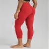 ODODOS Buttery Soft Lounge Yoga Leggings with Pockets for Women Cropped Length 23" High Waist Yoga Pants, Red, Small view 3