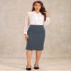 Allegra K Wear to Work Pencil Skirts for Women's Business Knee Length High Waist Bodycon Suit Skirt X-Small Grey view 4