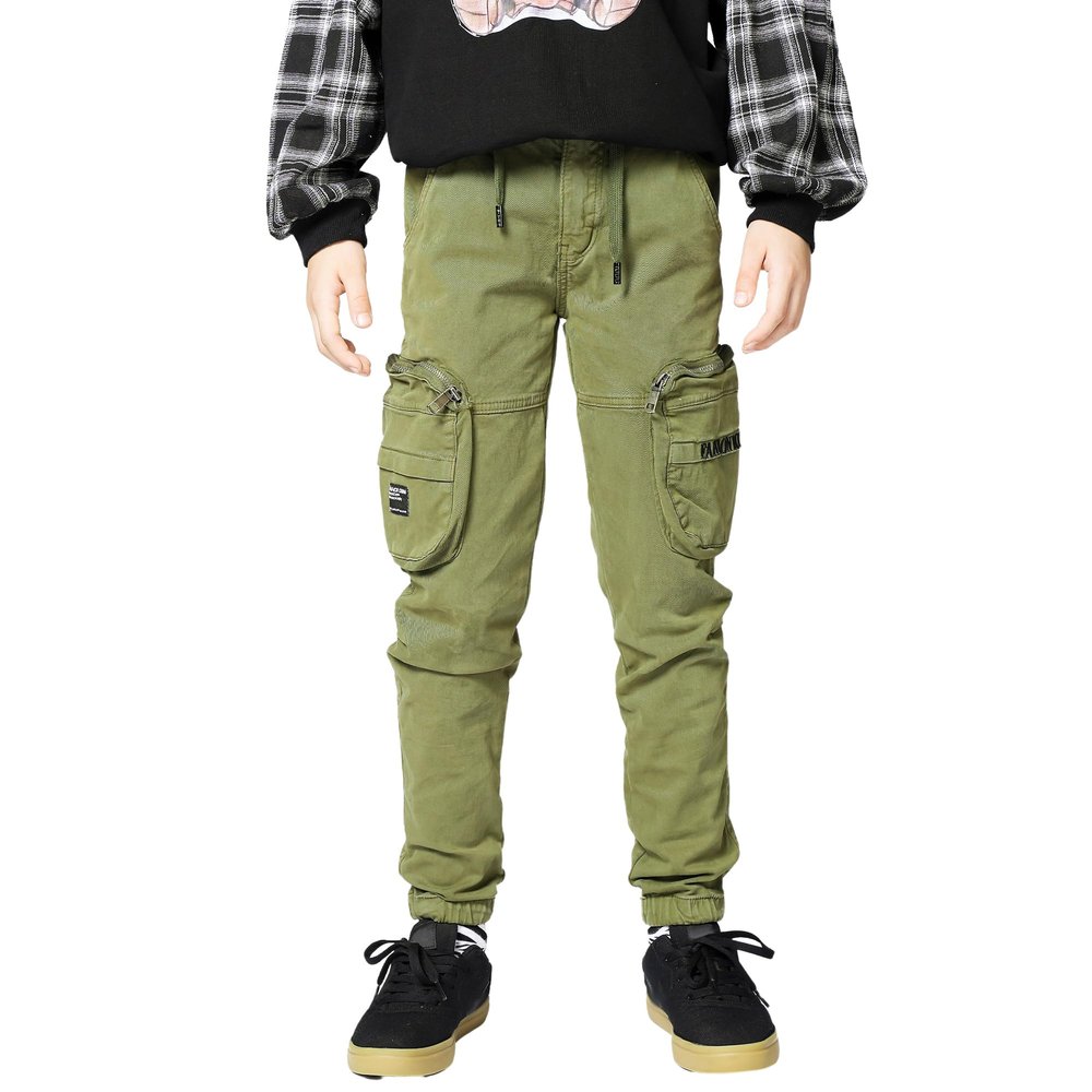 LANZIYAYA Boys Fashion Sweatpants Cargo Pants with Pockets Tactical Khaki Pants (US, Age, 12 Years, Army Green)