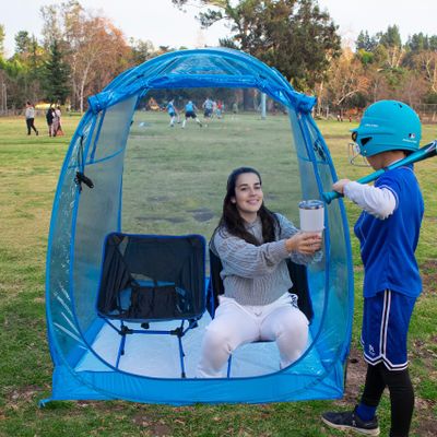 All Weather Proof Pod Sports Tent,Outdoor Weather Tent Sports Pod Pop Up Shelter with Sealed Floor,Pop Up Screen House with Carry Bag,Screen Room for Sport Event,Camping,Fishing-51"x51"x62"Blue
