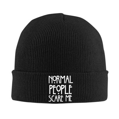AIZBEGDLU Normal People Scare Me Beanie Hat Unisex Knit Hat Ski Stocking Cuffed Cap Black