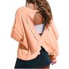 Trendy Open Back Tops for Women, Long Sleeve Workout Shirts Backless Gym Yoga Athletic T-shirt Running Crop Top view 1