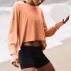 Trendy Open Back Tops for Women, Long Sleeve Workout Shirts Backless Gym Yoga Athletic T-shirt Running Crop Top view 3
