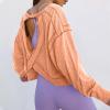 Trendy Open Back Tops for Women, Long Sleeve Workout Shirts Backless Gym Yoga Athletic T-shirt Running Crop Top view 4