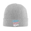 AIZBEGDLU Protect Trans Kids Beanie Hat Unisex Knit Hat Ski Stocking Cuffed Cap Gray view 1