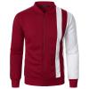 GOKKILRW Mens Shirts Casual,Mens Colorblock Sweatshirts Varsity Jackets Zip Up Slim Fit Long Sleeve Athletic Coats Pockets Casual Bomber Jackets Chamarras para Hombre Wine view 1
