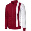 GOKKILRW Mens Shirts Casual,Mens Colorblock Sweatshirts Varsity Jackets Zip Up Slim Fit Long Sleeve Athletic Coats Pockets Casual Bomber Jackets Chamarras para Hombre Wine view 2