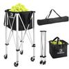 YooKoo Tennis Ball Hopper for 150 Balls, Tennis Ball Basket for Serve Training, Foldable Tennis Ball Cart with Storage Bag, Portable Pickleball Baseball Hopper Basket view 1