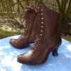 ZSpzx Victorian Boots,Women Vintage Victorian Boots 70s Lace Up Ankle Boots Mid Heel Halloween Cosplay Witch Granny Booties Cone Heel Zipper Almond Toe Costume Renaissance Shoes view 3