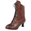 ZSpzx Victorian Boots,Women Vintage Victorian Boots 70s Lace Up Ankle Boots Mid Heel Halloween Cosplay Witch Granny Booties Cone Heel Zipper Almond Toe Costume Renaissance Shoes view 4