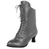 ZSpzx Victorian Boots,Women Vintage Victorian Boots 70s Lace Up Ankle Boots Mid Heel Halloween Cosplay Witch Granny Booties Cone Heel Zipper Almond Toe Costume Renaissance Shoes view 1