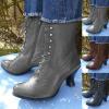 ZSpzx Victorian Boots,Women Vintage Victorian Boots 70s Lace Up Ankle Boots Mid Heel Halloween Cosplay Witch Granny Booties Cone Heel Zipper Almond Toe Costume Renaissance Shoes view 2