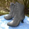 ZSpzx Victorian Boots,Women Vintage Victorian Boots 70s Lace Up Ankle Boots Mid Heel Halloween Cosplay Witch Granny Booties Cone Heel Zipper Almond Toe Costume Renaissance Shoes view 3