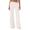 KMBANGI Women Skinny Pants Fold Over Bootcut Stretchy Yoga Flare Leggings Long Y2k Joggers Sweatpants Lounge Streetwear(Flared Beige White,L) view 1
