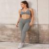 YEOREO Cross Waist Butt Lifting Workout Leggings for Women Hidden Scrunch Yoga Pants Crossover Tummy Control Leggings Light Grey view 3