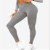 YEOREO Cross Waist Butt Lifting Workout Leggings for Women Hidden Scrunch Yoga Pants Crossover Tummy Control Leggings Light Grey view 4