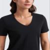 CRZ YOGA Womens Pima Cotton V Neck T-Shirt Short Sleeve Casual Workout Shirts Soft Summer Basic Tee Tops Black Small view 3