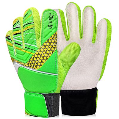 Jalunth Soccer Goalkeeper Goalie Gloves Kids Youth Goal Keeper Field Player Glove Boys Girls Ages 7-8 Years Old Anti-Slip Latex Palm Soft Pu Hand Back Size 6 Green White
