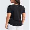 CRZ YOGA Womens Pima Cotton V Neck T-Shirt Short Sleeve Casual Workout Shirts Soft Summer Basic Tee Tops Black Medium view 2