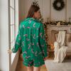 NUFIWI Women Christmas Pajamas Shorts Set Cute Santa Pjs Long Sleeve Shirt Lounge Pants 2Piece Colorful Pj Sets Holiday Sleepwear(Striped Green,S) view 3
