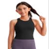 CRZ YOGA Girls Seamless Rib Longline Sports Bra Black X-Large view 1