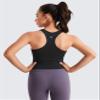 CRZ YOGA Girls Seamless Rib Longline Sports Bra Black X-Large view 2