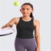 CRZ YOGA Girls Seamless Rib Longline Sports Bra Black X-Large view 4