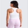 CRZ YOGA Girls Seamless Ribbed Longline Sports Bra - Yoga Athletic Casual Tops High Neck Racerback Padded Kids Teen White Small view 2