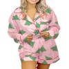 NUFIWI Women Christmas Pajamas Shorts Set Cute Santa Pjs Long Sleeve Shirt Lounge Pants 2Piece Colorful Pj Sets Holiday Sleepwear(Green Tree Pink,M) view 1