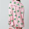 NUFIWI Women Christmas Pajamas Shorts Set Cute Santa Pjs Long Sleeve Shirt Lounge Pants 2Piece Colorful Pj Sets Holiday Sleepwear(Green Tree Pink,M) view 3
