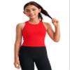 CRZ YOGA Girls Seamless Rib Longline Sports Bra Deep Red X-Large view 1