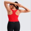 CRZ YOGA Girls Seamless Rib Longline Sports Bra Deep Red X-Large view 2