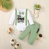 1st Birthday Outfit Boy Mr Onederful Outfit Baby Boy First Birthday Clothes (Dark Green-Long,18-24 Months) view 2