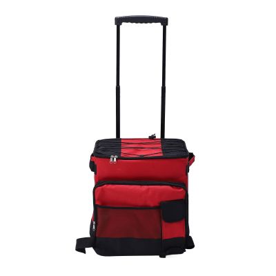43L Large Capacity Red Rolling Cooler, Wateright Foldable Rolling Insulated Box with Wide Base and All Terrain Wheels for Camping, Picnic