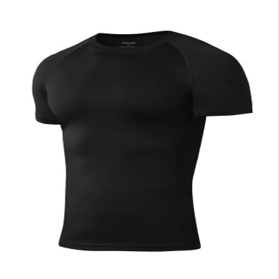 Niksa Men's Compression Shirts, Compression Shirts for Men Short Sleeve Athletic, Quick Dry Workout T Shirts Base Undershirt A-Black