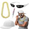 Maiteenly 4 Pcs Hip Hop Rapper Costume Kit 2000s Accessories 80s 90s Outfit for Adults Rapper Sunglasses(Chain) view 1