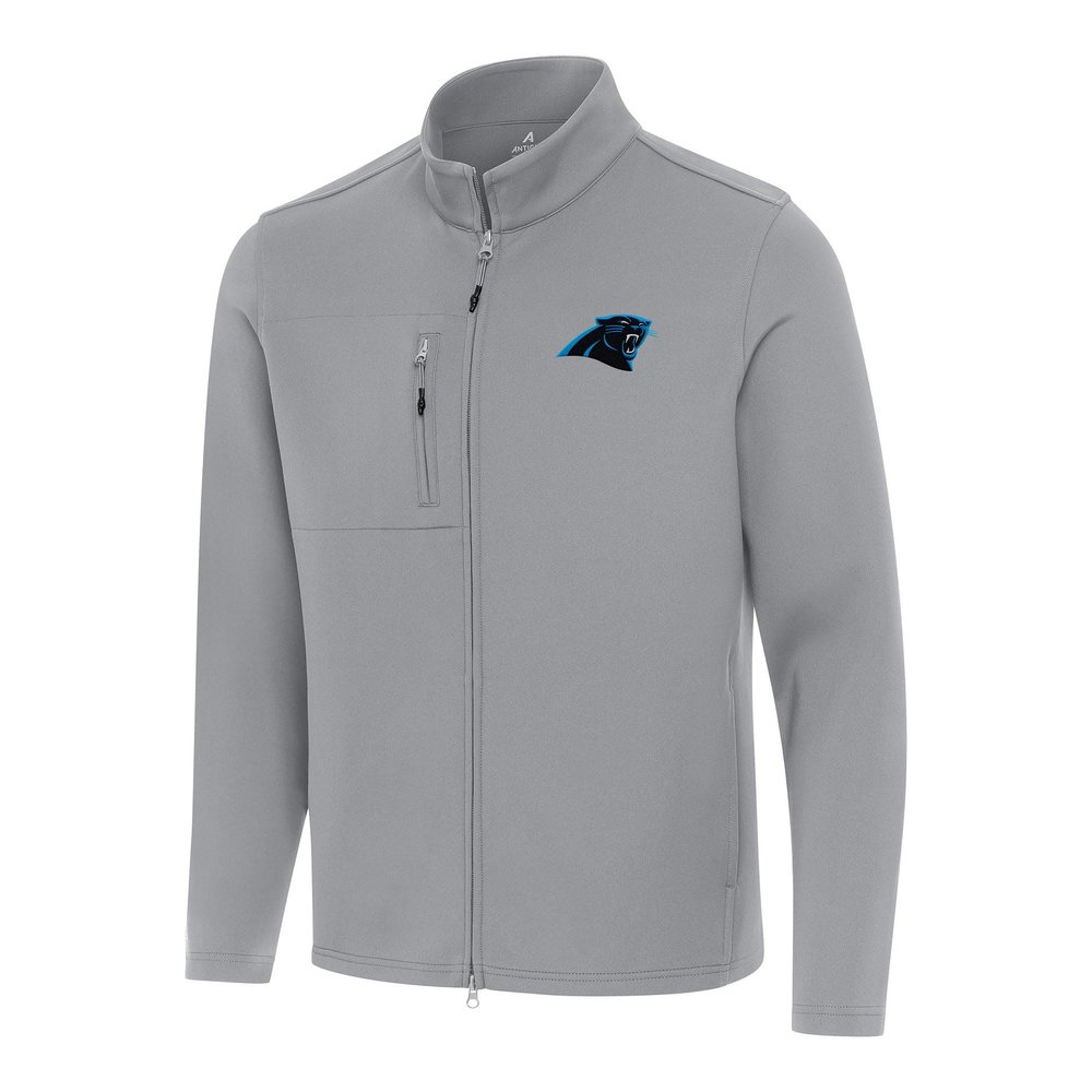 Antigua Men's Gray Carolina Panthers Objection Full-Zip Jacket