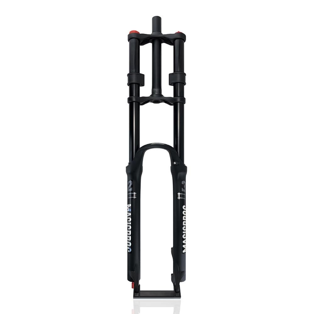MLIKYRGK Mountain Bike Air Suspension Fork 26/27.5/29inch Double Shoulder DH Front Fork Travel 140mm QR 1-1/8" Straight Tube Manual Lockout Magnesium Aluminum Alloy(Black with Damping,26")
