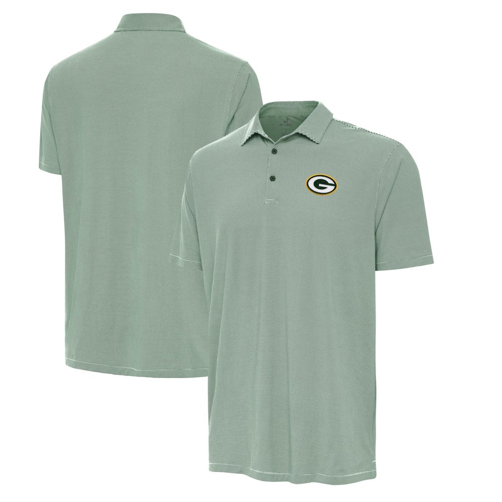 Antigua Men's Hunter Green/White Green Bay Packers Twine Performance Polo