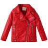 Echinodon Girls' Faux Leather Jacket Children Motorcycle Biker Jacket Zipper Leather Coats Red 120 view 1