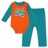 Infant Aqua Miami Dolphins Double Up Long Sleeve Bodysuit and Pants Set view 1