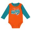 Infant Aqua Miami Dolphins Double Up Long Sleeve Bodysuit and Pants Set view 2